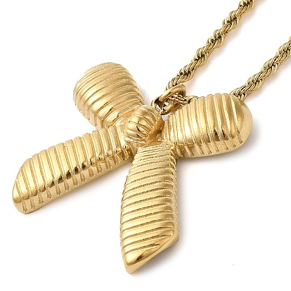 304 ожерелья с подвесками в виде веревки из нержавеющей стали и рифленым бантом для женщин