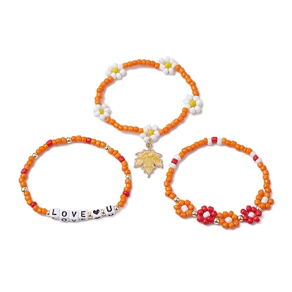 3Pcs 3 Styles Glass Stretch Bracelets