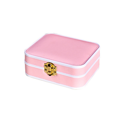 Imitation Leather Jewelry Storage Box, Compact Ring Earring Accessories Case, Portable Travel Jewelry Box, Rectangle