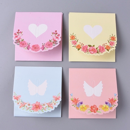 Envelope and Floral Pattern Thank You Cards Sets, for Teachers' Day, Valentine's Day