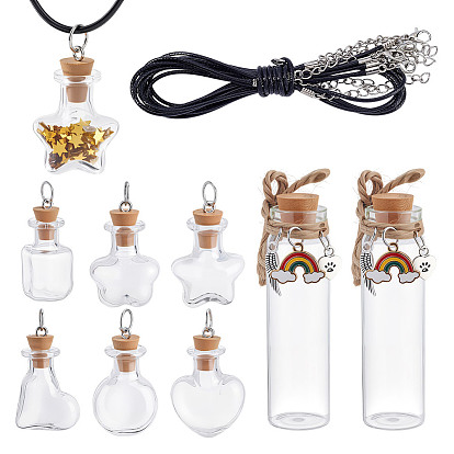 Прозрачные стеклянные пустые бутылки, с подвесками и ожерельем из вощеного хлопкового шнура, для хранения шерсти домашних животных, колонка