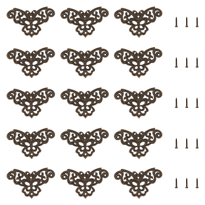Eckschutz aus Zinklegierung, mit schrauben, für möbel schmuckschatulle dekoration, Schmetterling