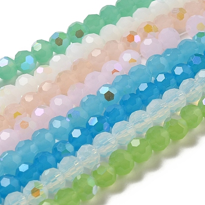 Стеклянные бусины, имитация нефрита , граненые, круглые