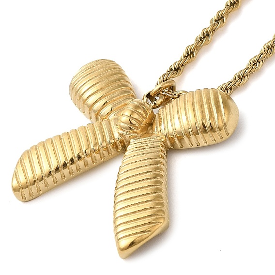 304 ожерелья с подвесками в виде веревки из нержавеющей стали и рифленым бантом для женщин