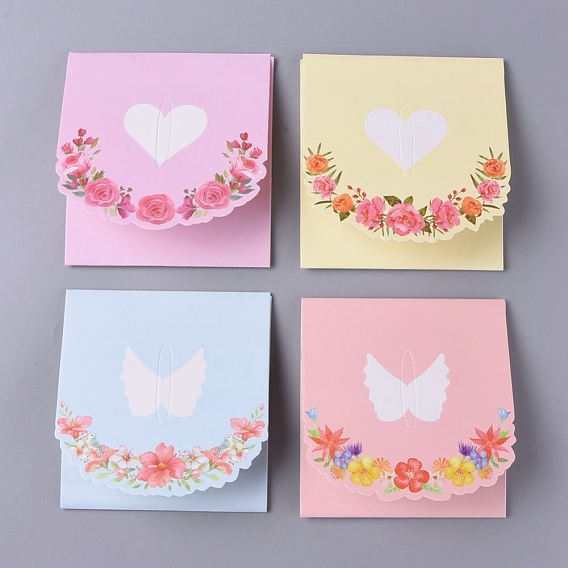 Envelope and Floral Pattern Thank You Cards Sets, for Teachers' Day, Valentine's Day