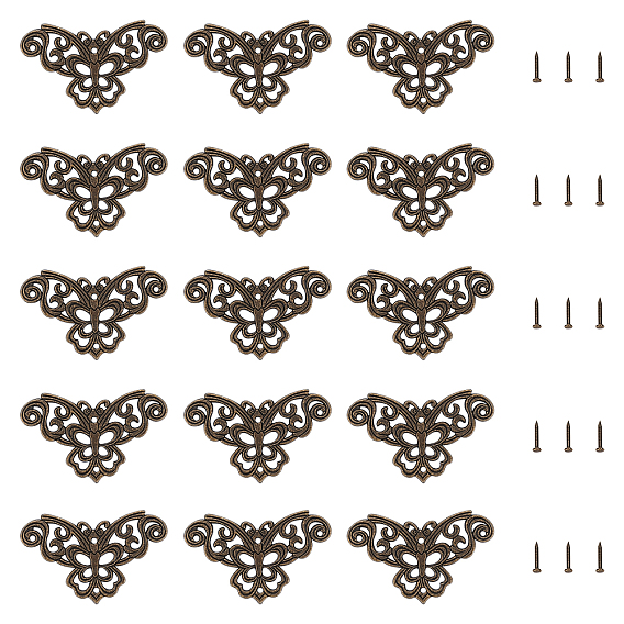 Eckschutz aus Zinklegierung, mit schrauben, für möbel schmuckschatulle dekoration, Schmetterling