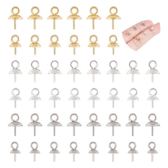 120 шт. 6 стиль 201 и 304 нержавеющая сталь чашка жемчужные штифты скобы булавки подвески, за половину пробурено бисера