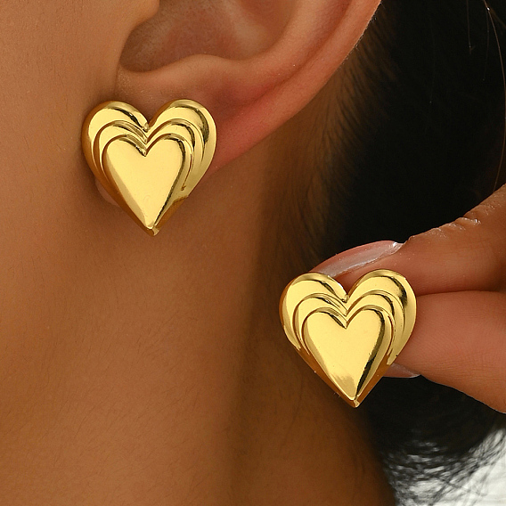 Стильные серьги-гвоздики в форме сердца из нержавеющей стали
