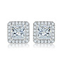 Square Zirconia Jewelry Set - Ring, Earrings & Necklace in 925 Silver for Women