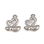 304 Stainless Steel Charms, Double Swan Charms