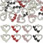 20Pcs 4 Colors Alloy Pendants, with Rhinestone, Heart Charms, Platinum