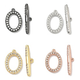 Овальные застежки-тоглы из латуни с микропаве из прозрачных кубических цирконий, без кадмия и без свинца, долговечный