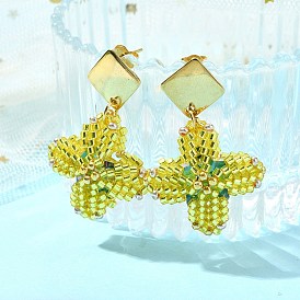 304 серьги-гвоздики в форме звезды из нержавеющей стали с бисерным стеклом, золотые