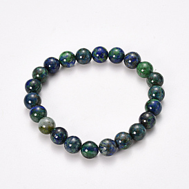 Синтетические браслеты из хризоколлы и лазурита с бисером, окрашенные, круглые