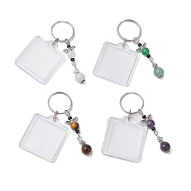 4шт. акриловый брелок, с железными кольцами и натуральными драгоценными камнями, ангел