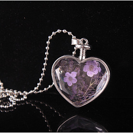 heart-shaped pendant fashion simple crystal clavicle chain popular dried flower necklace jewelry