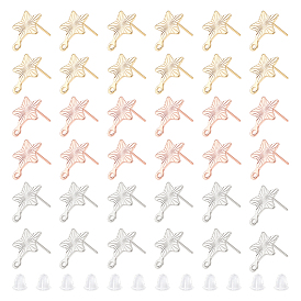 36шт. 3 цвет 201 фурнитура для сережек-гвоздиков в форме звезды из нержавеющей стали, с горизонтальными петлями и 316 штифтом из нержавеющей стали и 80пластиковыми ушными гайками