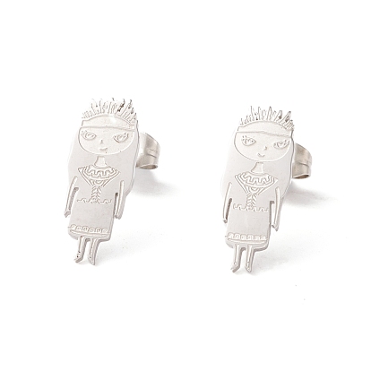 304 Stainless Steel Studs Earrings, Girl, for Women