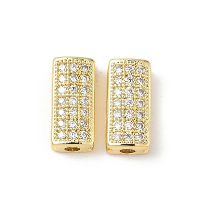 Латунные микро проложить кубического циркония бусы, прямоугольные, стойки покрытие, долговечный, без кадмия и без свинца