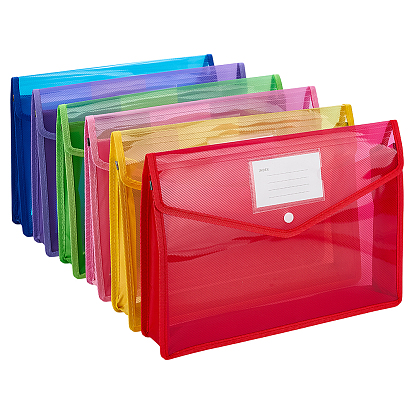 6 шт. 6 цветные прозрачные пластиковые карманы для файлов, для школьного домашнего офиса, прямоугольные