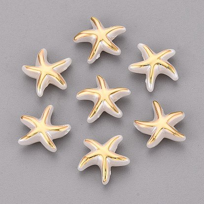 CCB Plastic Beads, Starfish, Golden Metal Enlaced