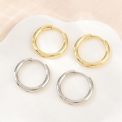 Brass Huggie Hoop Earrings Earrings, Round, Rack Plating, Long-Lasting Plated, Cadmium Free & Lead Free