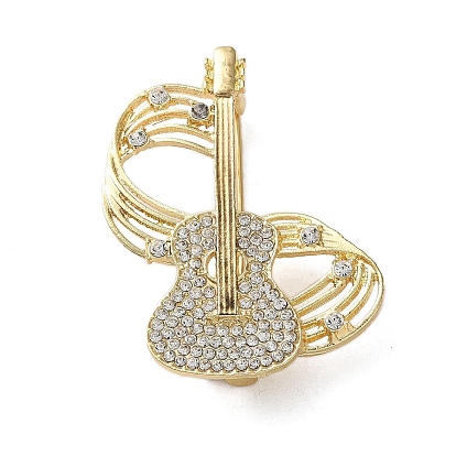 Гитара и музыкальная нота брошь с кристаллами и стразами, булавки из сплава для лацканов одежды рюкзака