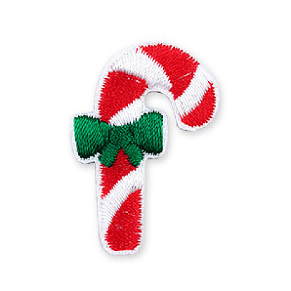 Christmas Theme Computerized Embroidery Polyester Self-Adhesive /Sew on Patches, Costume Accessories, Appliques, Candy Cane