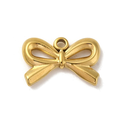 Ion Plating(IP) 304 Stainless Steel Pendants, Bowknot Charm
