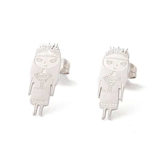 304 Stainless Steel Studs Earrings, Girl, for Women