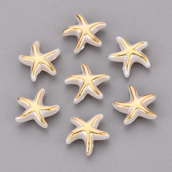 Cuentas de plástico ccb, estrella de mar, metal dorado enlaced