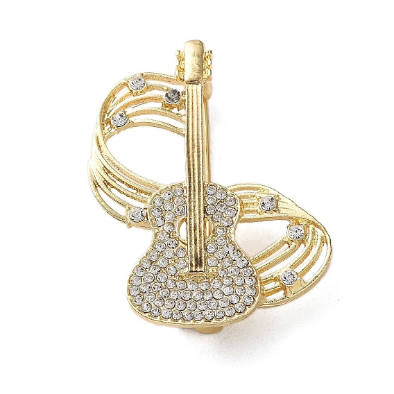 Гитара и музыкальная нота брошь с кристаллами и стразами, булавки из сплава для лацканов одежды рюкзака