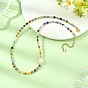 Collares redondos de cuentas de vidrio millefiori hechos a mano para mujer, con perla natural cultivada de agua dulce, colorido