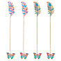 4Pcs 2 Styles Stainless Steel & Alloy Bookmarks, Butterfly & Feather, with 304 Stainless Steel Cable Chains