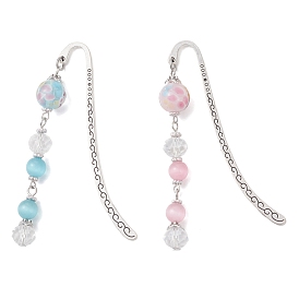 2 шт. круглых закладок ручной работы в виде лэмпворка и кошачьего глаза из стекла, закладка крючком из сплава