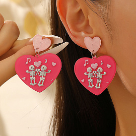 Акриловые пуссеты, сердце с черепом