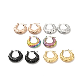 304 Stainless Steel Chain Link Shape Stud Earrings, Half Hoop Earrings for Women