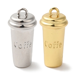 Rack Plating Brass Pendants, Cadmium Free & Lead Free, Long-Lasting Plated, Coffee Cup