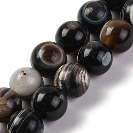 Natural Tibetan Agate(Dyed & Heated) 1-Eye Beads Strands, Round