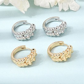 Boucles d'oreilles en laiton de cercle pour les femmes, feuille