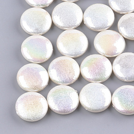 Acrylic Imitation Pearl Beads, AB Color, Flat Round