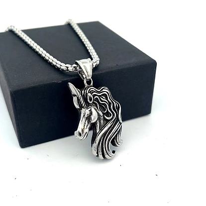 Винтажные 304 подвески-единороги из нержавеющей стали для женщин