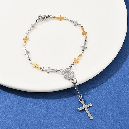 201 браслеты из нержавеющей стали с овальными подвесками в виде святого Бенедикта, браслеты с поперечными связями для женщин