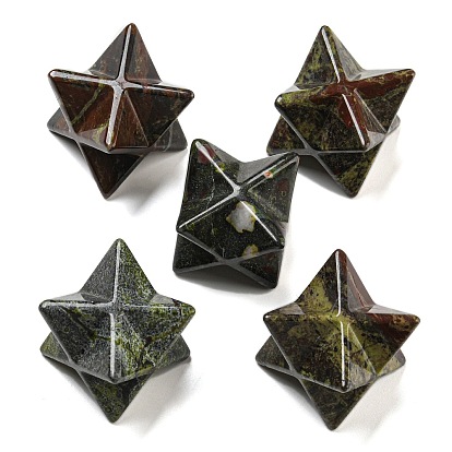 Natural Dragon Blood Beads, No Hole/Undrilled, Merkaba Star