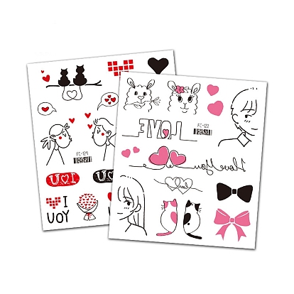 Removable Temporary Water Proof Tattoos Paper Stickers, Valentine's day Themed Pattern