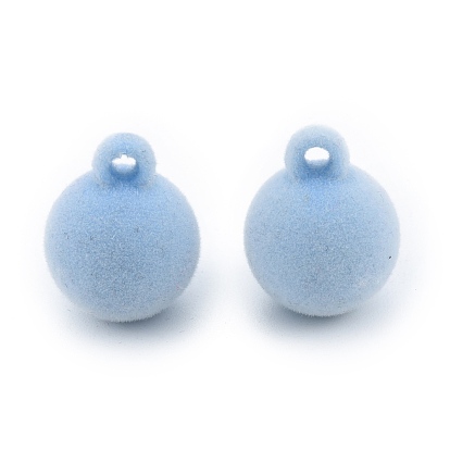 Opaque Resin Pendants, Flocky Round Charms