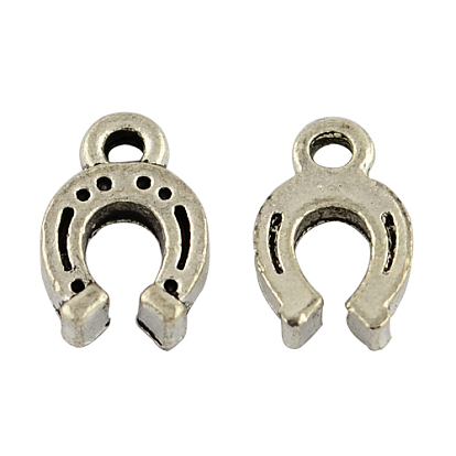 Сплав подковы подвески, тибетский стиль , без кадмия и без свинца, 12x8x3 мм, Отверстие : 1.5 мм , около 1700 шт / 1000 г