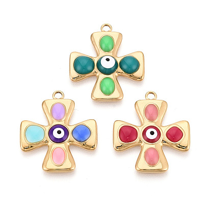 304 подвески из нержавеющей стали и эмали, амулеты в виде креста и сглаза, золотые