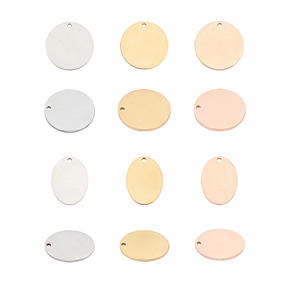 Stainless Steel Pendants, Stamping Blank Tag, Laser Cut, Flat Round & Oval