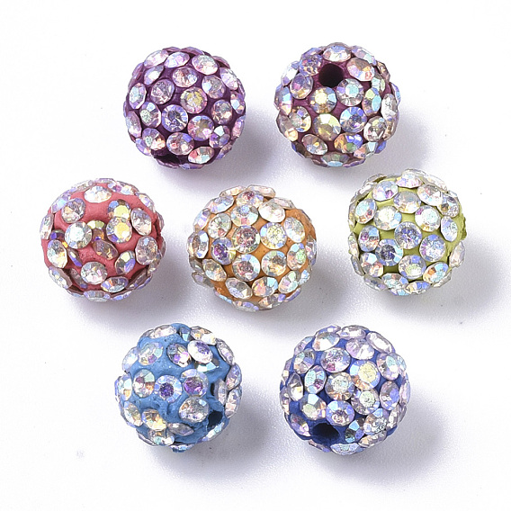 Pave disco бусины, полимерная глина Pave горный хрусталь бисер, круглые, хрусталь AB